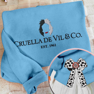 cruella christmas coquette side bow sweatshirt retro xmas tree lover sweater bow applique pink gifts 1732091484558.jpg