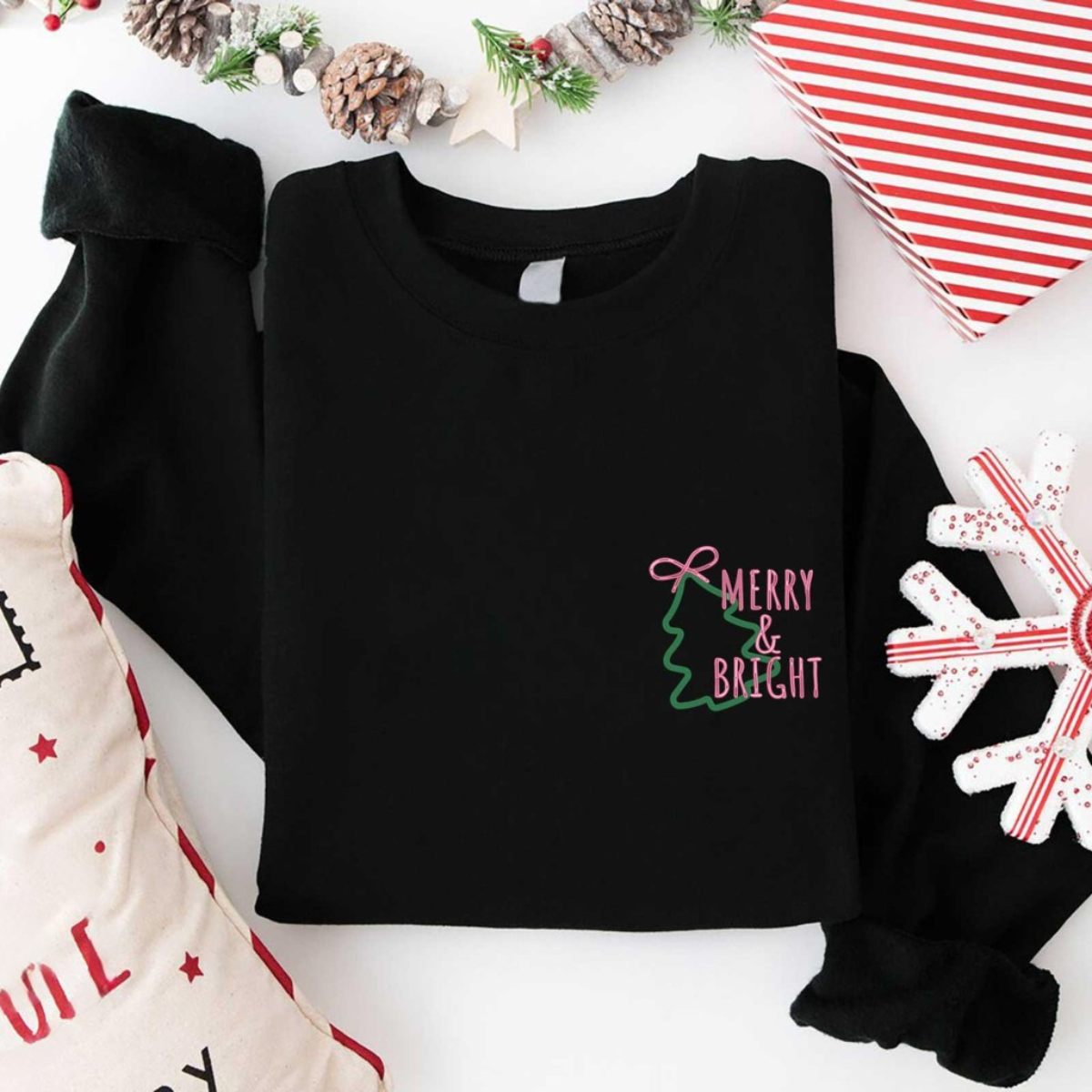 merry and bright embroidered sweatshirt embroidery christmas tree sweater christmas mom gift merry christmas sweatshirtxmas party outfit 1732154467754.png