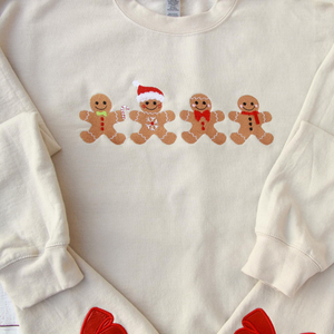 christmas gingerbread side bow sweatshirt  trendy croquette red glitter bow cozy christmas sweater  holiday sweater  cookies shirt 1732519945629.png