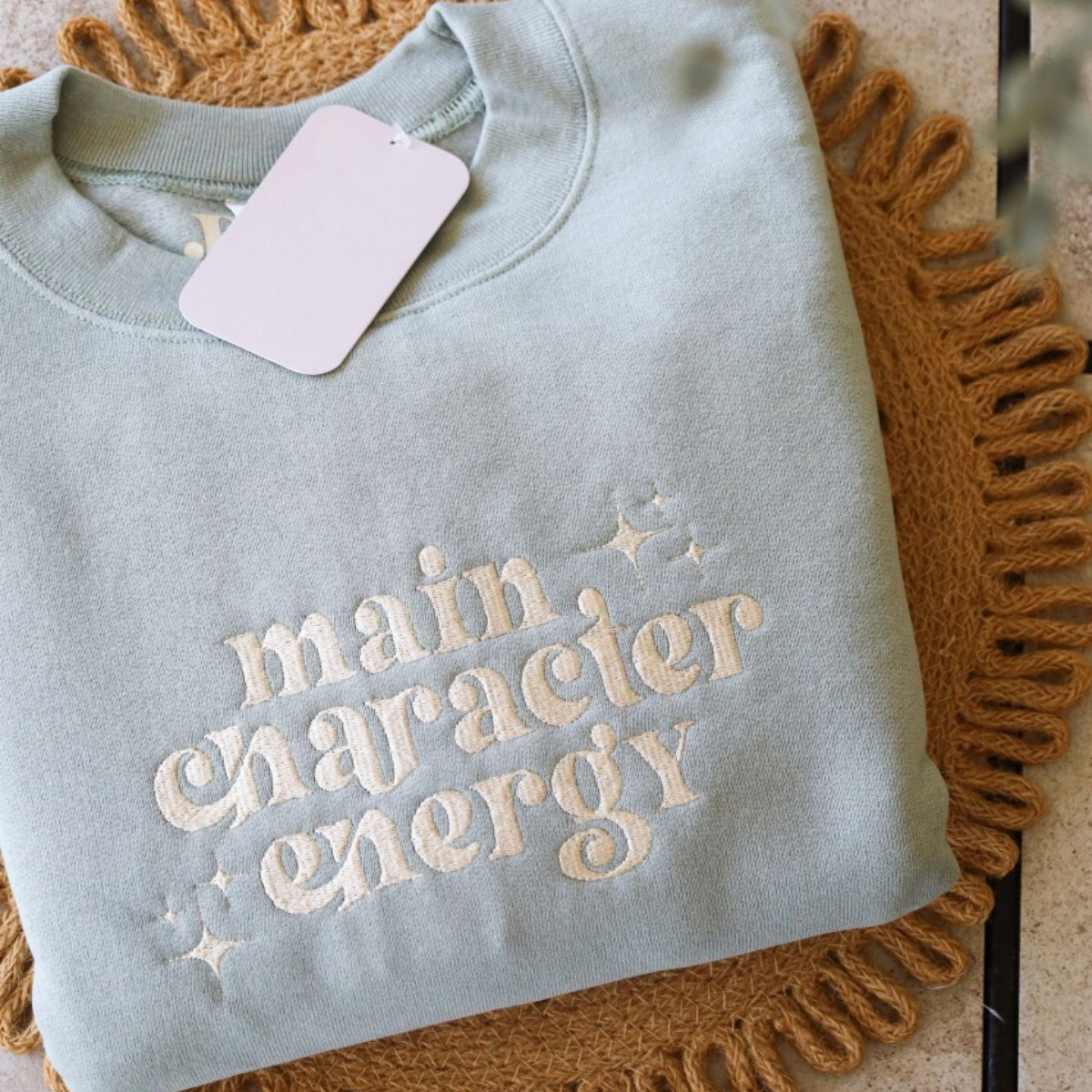 embroidered bookish sweatshirt main character energy bookish crewneck embroidered sweatshirt bookish babe gift for her booktok 1732524108008.png