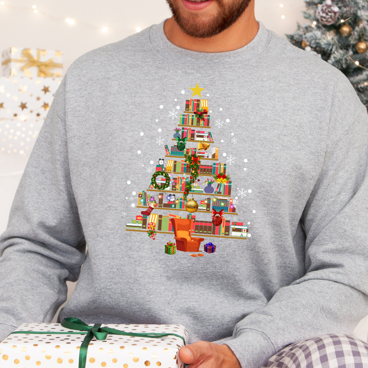 book tree christmas sweater christmas tree made of books sweatshirt gift for book lover gift for teachers bookworm christmas hoodie 1733296683710.png