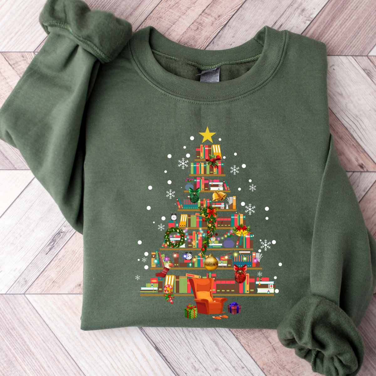 book tree christmas sweater christmas tree made of books sweatshirt gift for book lover gift for teachers bookworm christmas hoodie 1733296683787.png