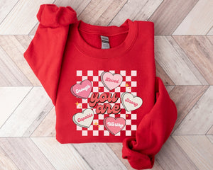 cute valentines sweatshirt be mine sweatshirt valentines day conversation hearts shirt i love you shirt heart candy shirt couple shirt 1736480699542.jpg