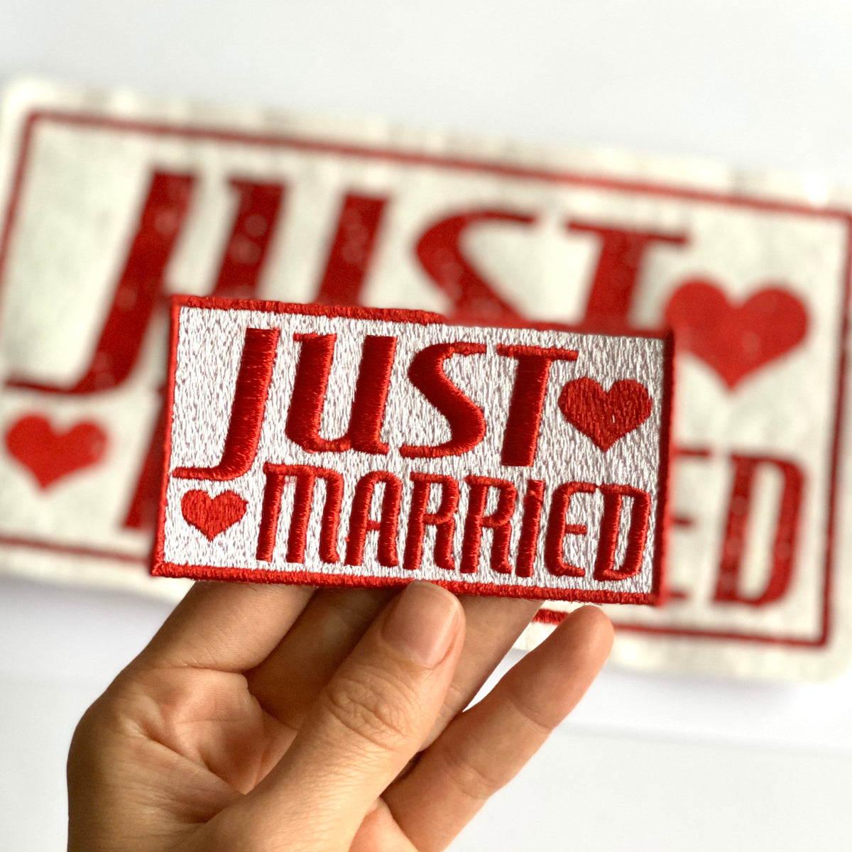 just married iron on embroidered patch bride to be wedding photo shoot gift for couple 1736752425256.jpg