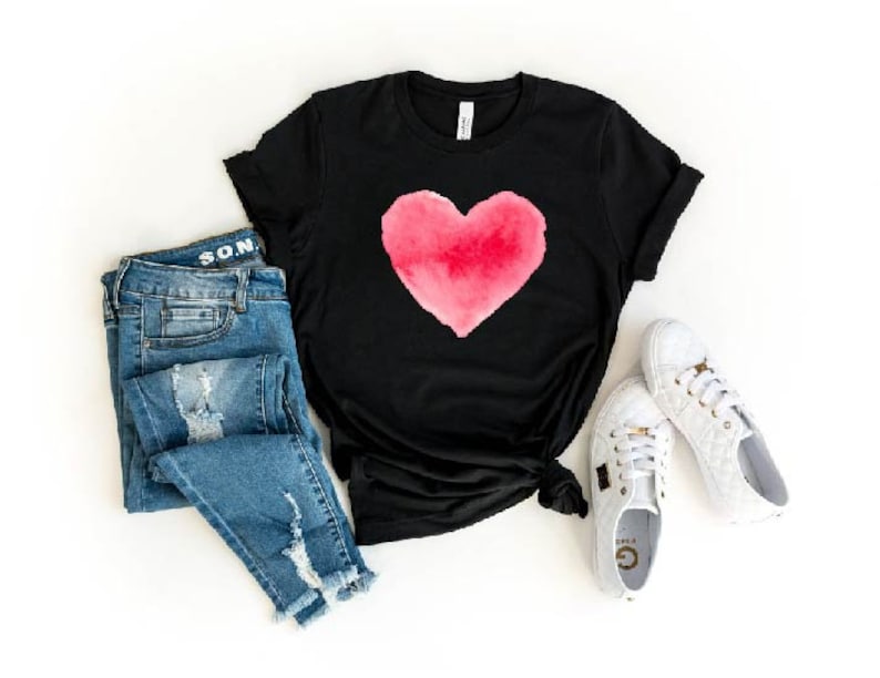 watercolor heart t shirt heart shirt valentines day shirt funny heart shirt gift for valentines day cute valentines red heart shirt 1737084961895.jpg