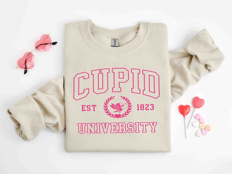 cupid university sweatshirt cute valentines day shirt funny college sweatshirt love crewneck sweatshirt cupid sweater 1737694832718.jpg