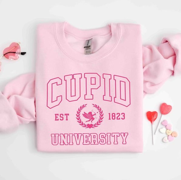 cupid university sweatshirt cute valentines day shirt funny college sweatshirt love crewneck sweatshirt cupid sweater 1737694832804.jpg