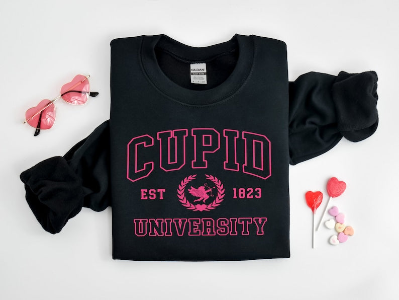 cupid university sweatshirt cute valentines day shirt funny college sweatshirt love crewneck sweatshirt cupid sweater 1737694832887.jpg