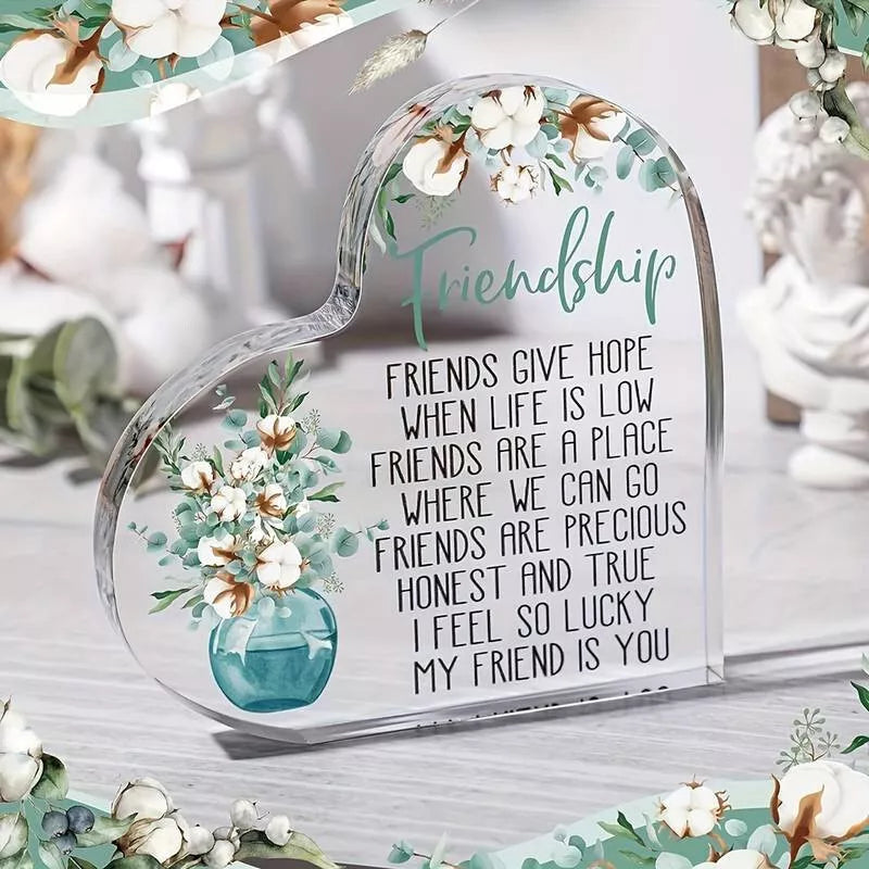 friendship friends give hope heart shaped block acrylic plaque birthday 1738575739761.jpg
