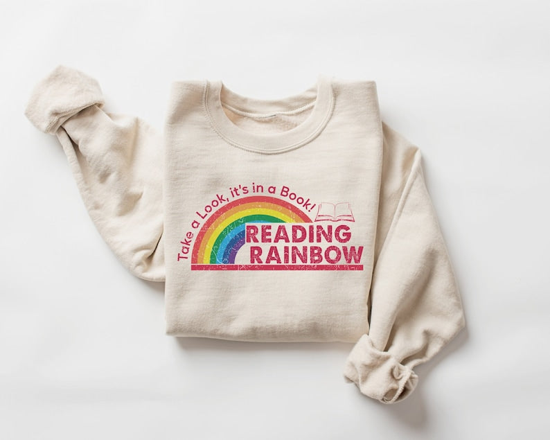 reading rainbow sweatshirt teacher appreciation gift school shirt book lover gift teacher shirt 1738816649388.jpg