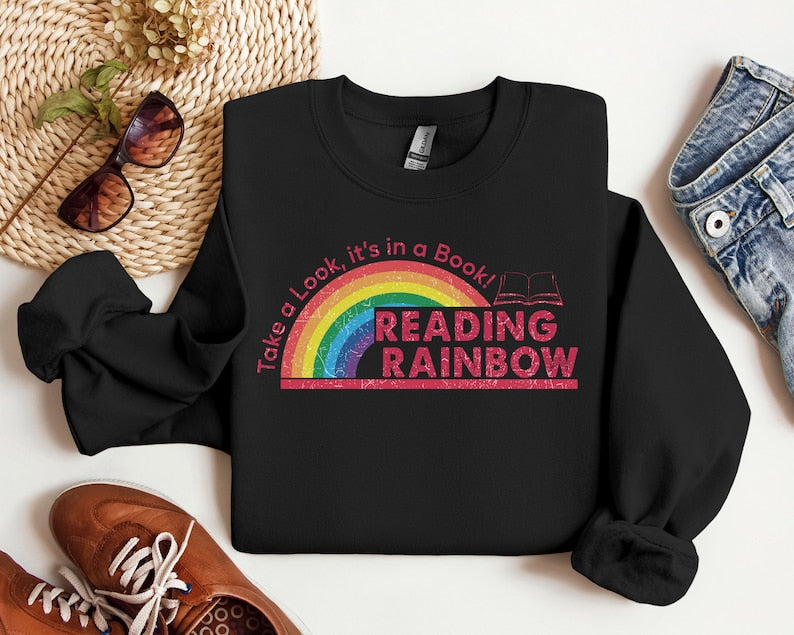 reading rainbow sweatshirt teacher appreciation gift school shirt book lover gift teacher shirt 1738816649454.jpg