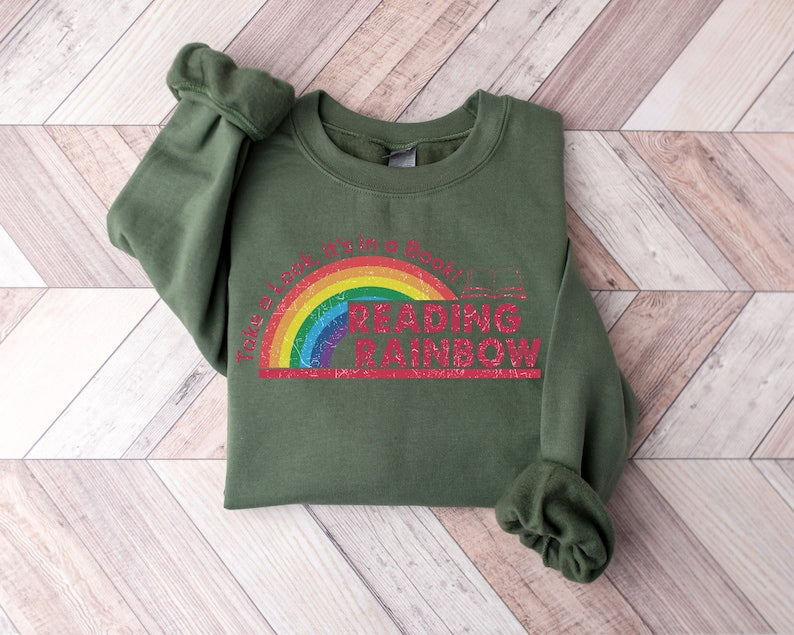 reading rainbow sweatshirt teacher appreciation gift school shirt book lover gift teacher shirt 1738816649512.jpg