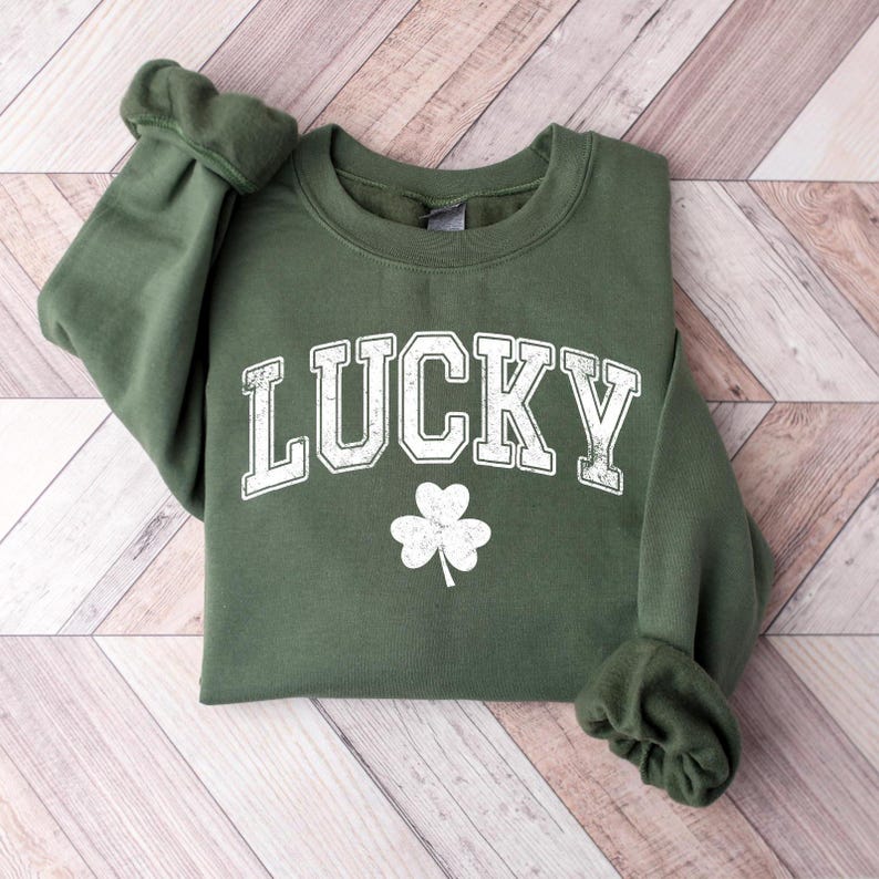 retro lucky sweatshirt cute st patricks day sweatshirt womens shamrock sweatshirt irish shirt four leaf clover st patricks day outfit 1738920918013.jpg