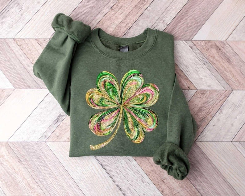 retro shamrock sweatshirt womens shenanigans sweatshirt cute st patricks day sweatshirt lucky sweatshirt irish shirt four leaf clover 1739766776608.jpg