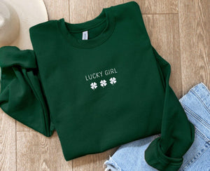 embroidered lucky girl sweatshirt st patricks day sweatshirt lucky clover sweater irish shirt luck of the irish trendy womens shirt 1739861827960.jpg