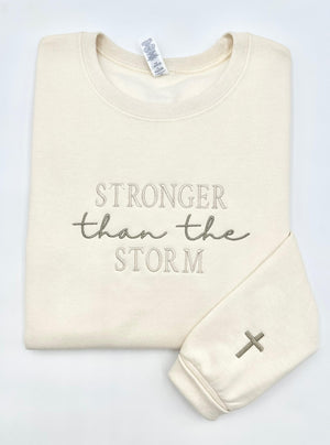 stronger than the storm sweatshirt or hoodie  christian apparel  faith based inspirational  christian style crewneck  gift for friend 1739865633676.jpg