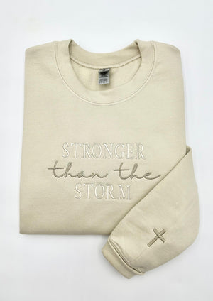 stronger than the storm sweatshirt or hoodie  christian apparel  faith based inspirational  christian style crewneck  gift for friend 1739865633720.jpg