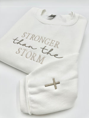 stronger than the storm sweatshirt or hoodie  christian apparel  faith based inspirational  christian style crewneck  gift for friend 1739865633730.jpg