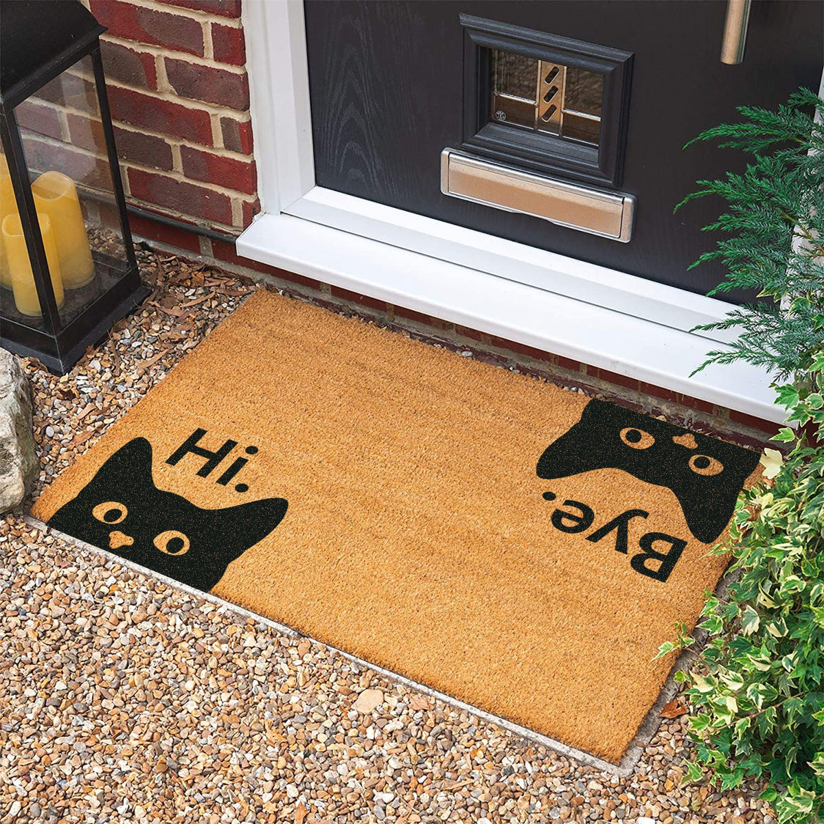 hi bye cat doormat  housewarming gift  welcome door mat  personalized custom doormat  new home gift  wedding gift  personalized gift 1742377546224.jpg