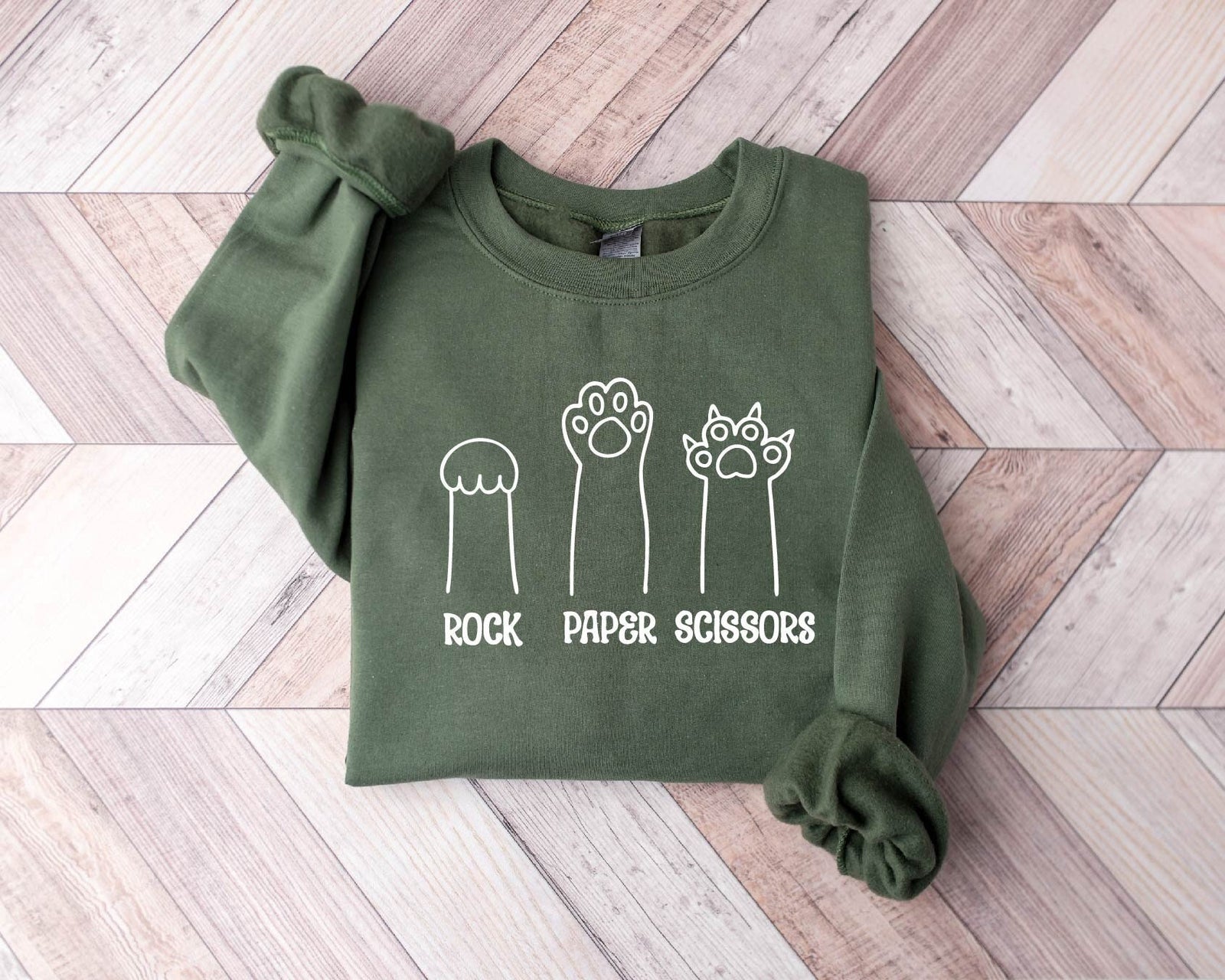 rock paper scissors sweatshirt funny cat paw shirt unisex crewneck shirt for cat lover cat owner shirt cat paws shirts gift for cat mom 1742802277039.jpg