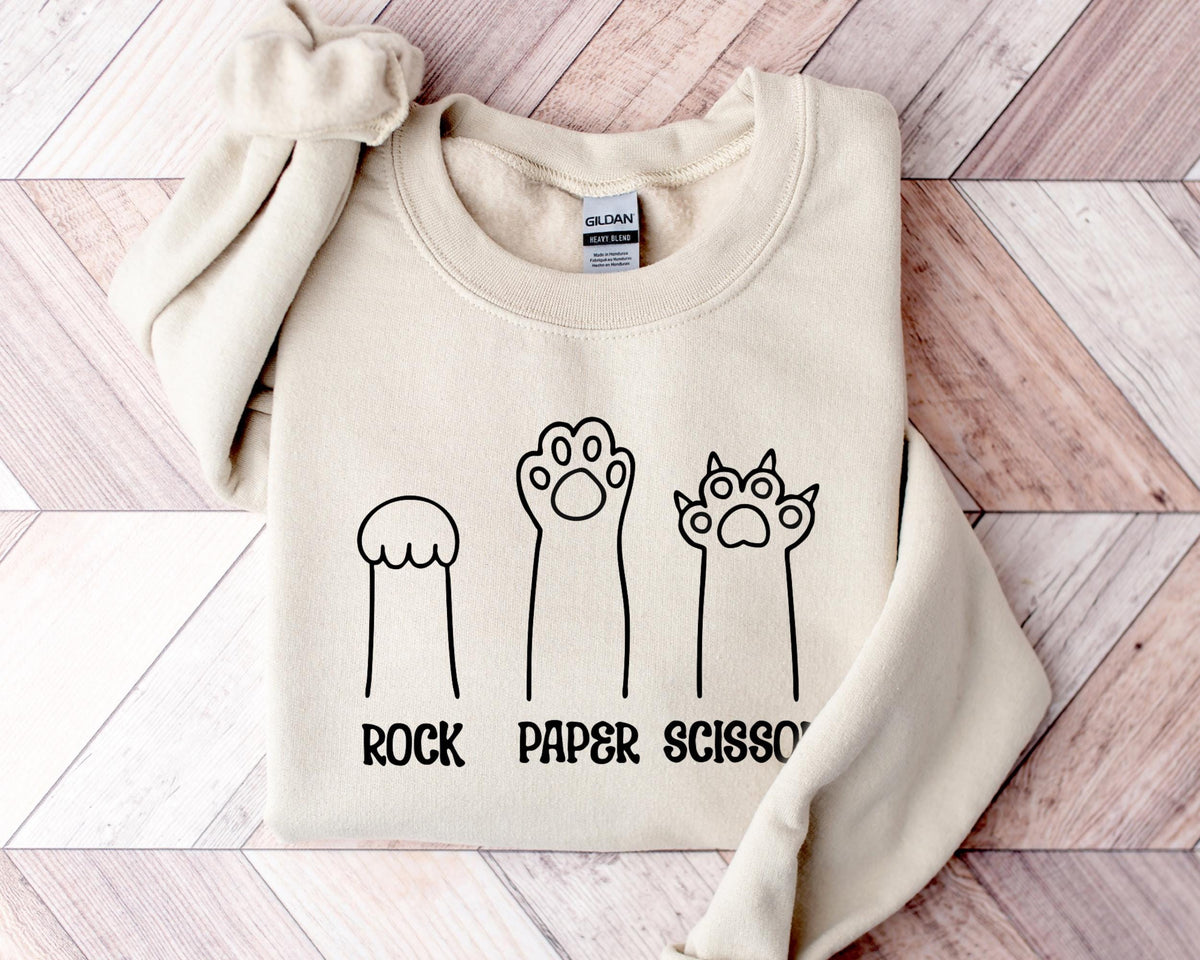 rock paper scissors sweatshirt funny cat paw shirt unisex crewneck shirt for cat lover cat owner shirt cat paws shirts gift for cat mom 1742802277138.jpg