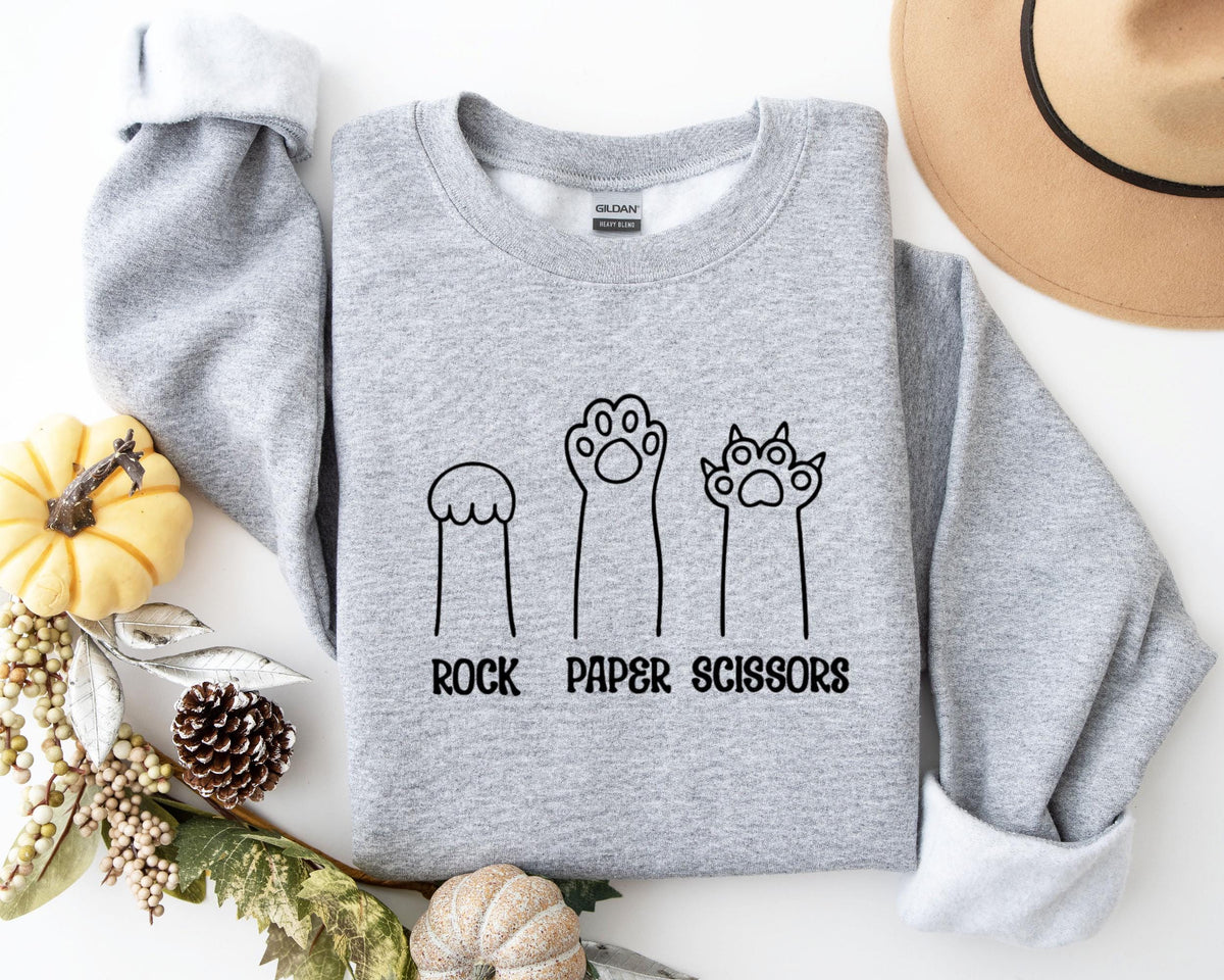 rock paper scissors sweatshirt funny cat paw shirt unisex crewneck shirt for cat lover cat owner shirt cat paws shirts gift for cat mom 1742802277255.jpg