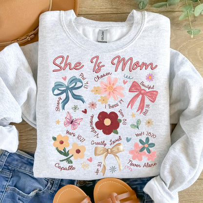 boho floral mama t shirt she is mom sweatshirt mothers day shirt christian mama shirt floral spring shirt mama wildflower coquette 1742870221749.jpg