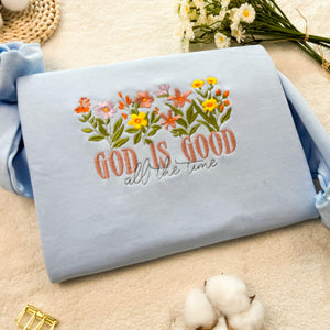 embroidered god is good wildflower sweatshirt botany embroidered hoodie cottage core embroidery t shirtcrew neck sweatshirt 1742954811787.jpg