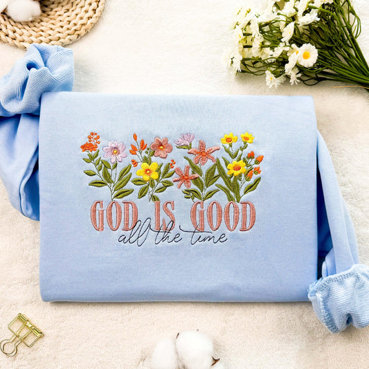 embroidered god is good wildflower sweatshirt botany embroidered hoodie cottage core embroidery t shirtcrew neck sweatshirt 1742954812145.jpg