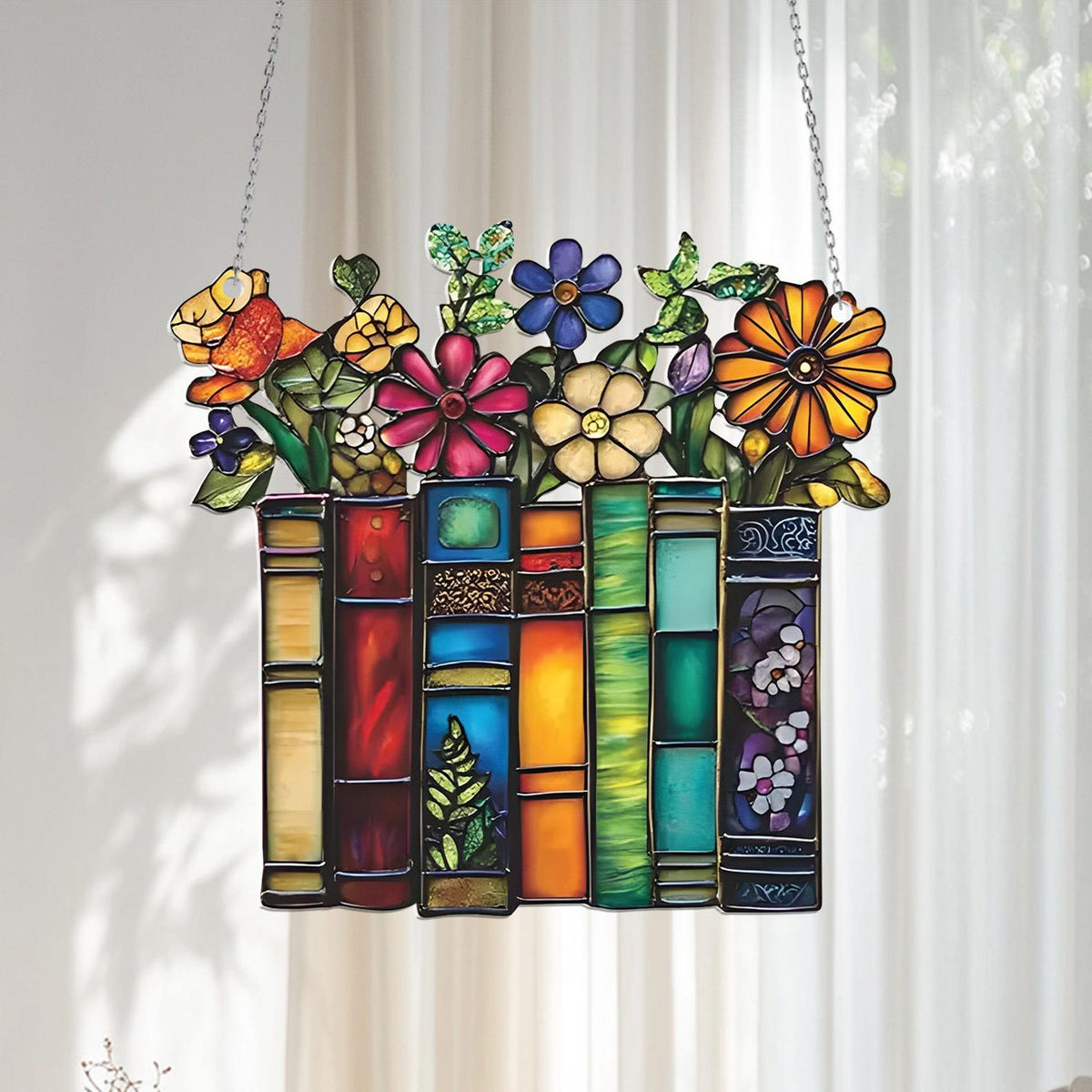 flower book acrylic window hanging book lover gift book club gift book reader gifts book club ornament librarian gift bookish library 1744881909635.jpg