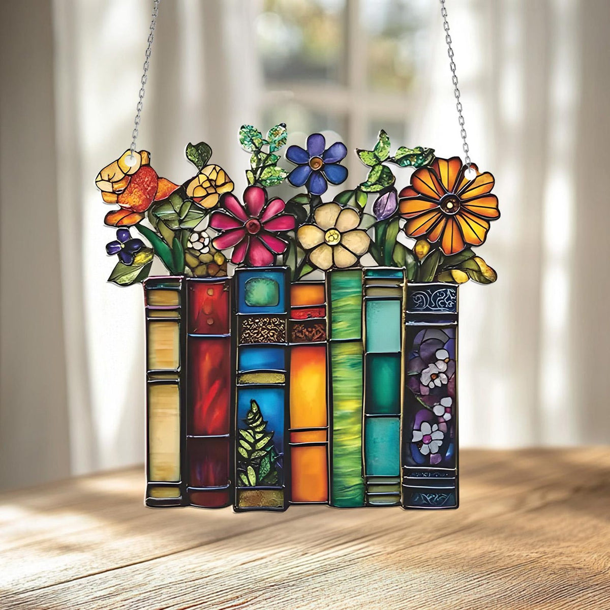 flower book acrylic window hanging book lover gift book club gift book reader gifts book club ornament librarian gift bookish library 1744881909758.jpg