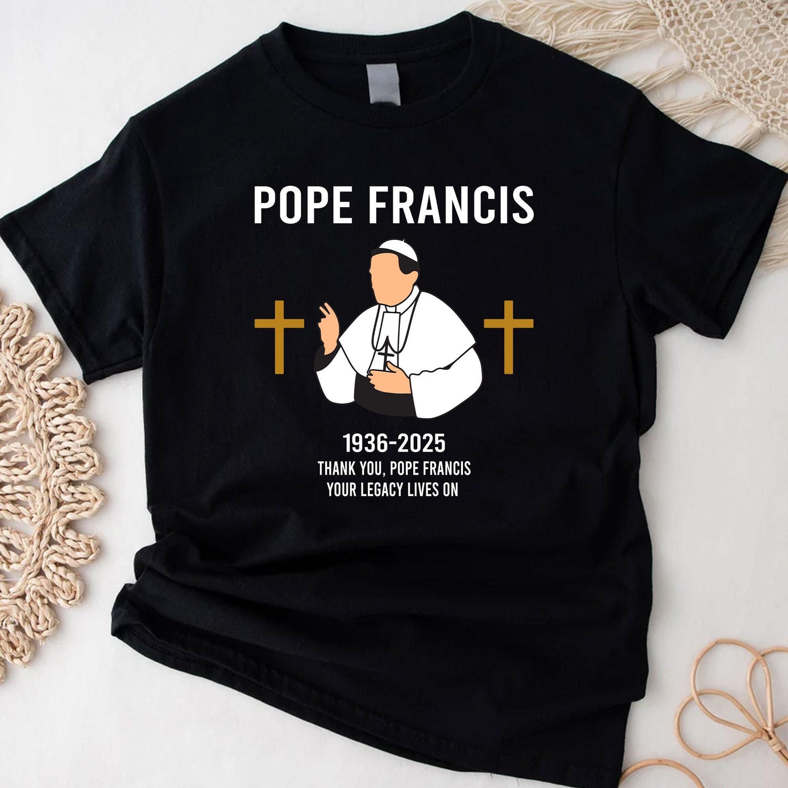 pope francis commemorative shirt pray for pope francis shirt vatican catholic tee christian quote tee 1745226444303.jpg