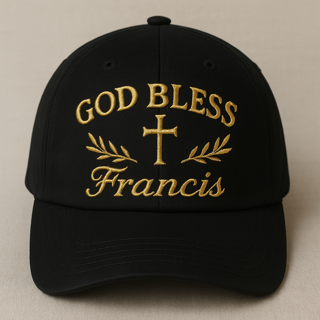 god bless francis embroidered hat   faith trucker cap   religious hat 1745226684801.png