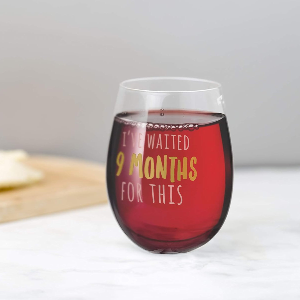 pearhead i ve waited 9 months for this stemless wine glass perfect for mother s day ideal gift for baby shower post pregnancy new and expecting moms pink and gold 15 oz 1745554213891.jpg