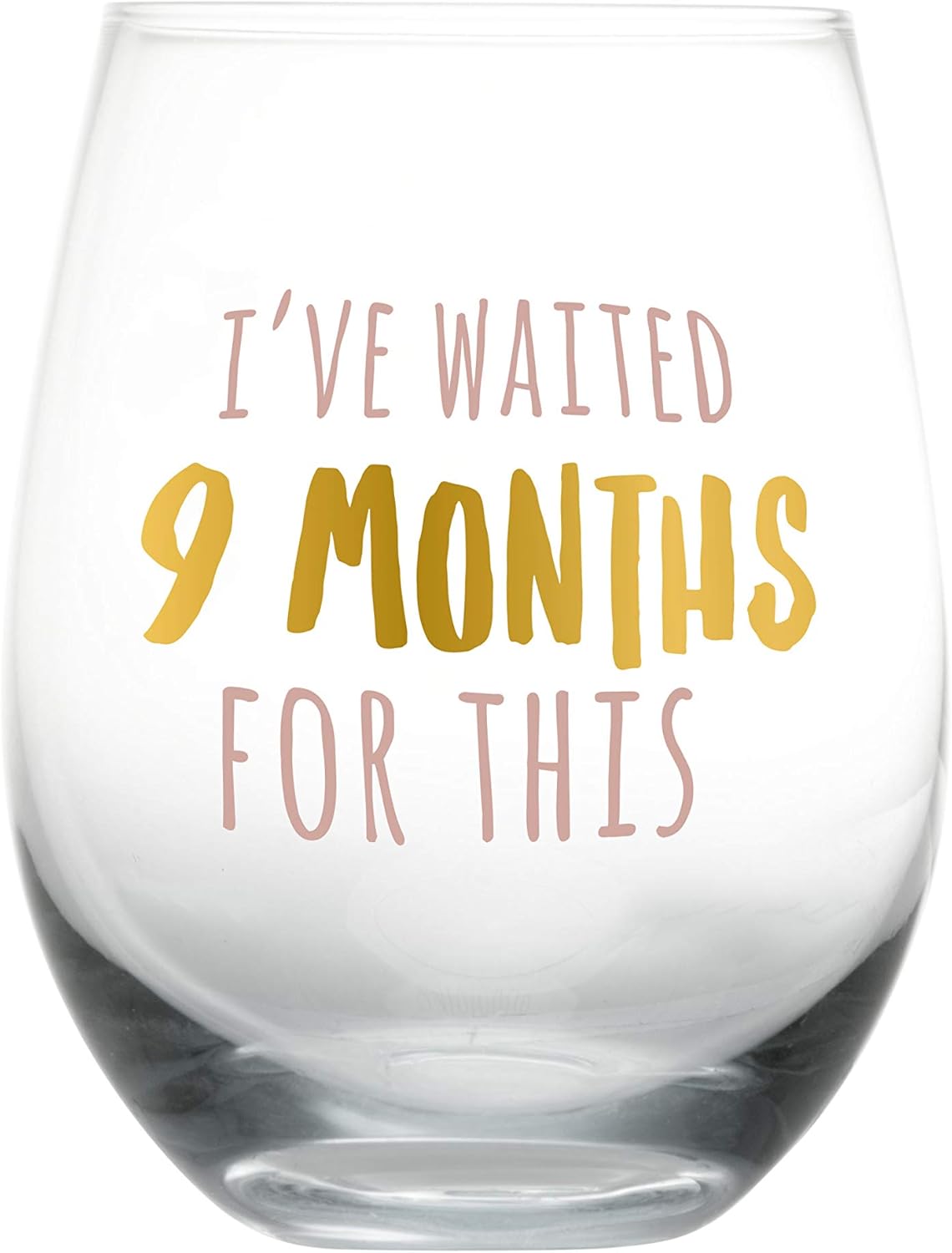 pearhead i ve waited 9 months for this stemless wine glass perfect for mother s day ideal gift for baby shower post pregnancy new and expecting moms pink and gold 15 oz 1745554214019.jpg