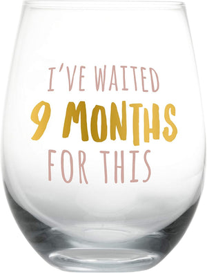pearhead i ve waited 9 months for this stemless wine glass perfect for mother s day ideal gift for baby shower post pregnancy new and expecting moms pink and gold 15 oz 1745554214019.jpg