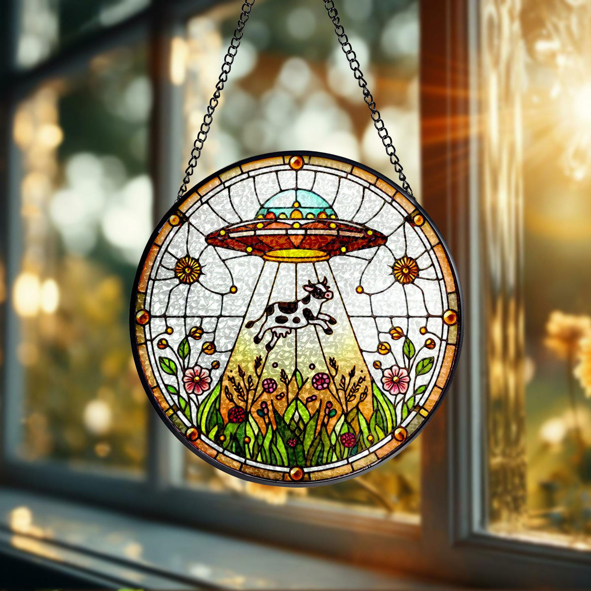 ufo cow wildflowers glass suncatcher   funny gifts for women window hanging indoor decor suncatcher cow sign 1745919035668.jpg