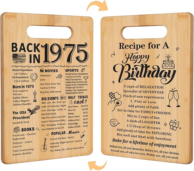 50th birthday gifts for women menback in 1975recipe for a happy birthday double sided cutting board present for her him50th bday gift ideascool presents for 50 year old woman 1746435018686.jpg