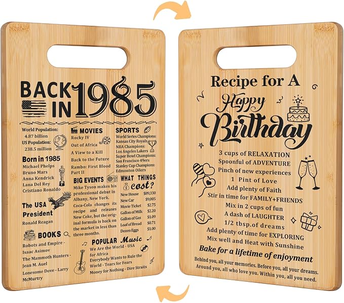 40th birthday gifts for women menback in 1985recipe for a happy birthday double sided cutting board present for her him40th bday gift ideascool presents for 40 year old woman 1746435605570.jpg