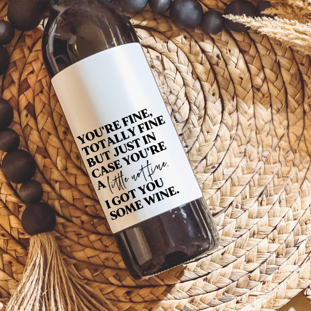 wine label youre totally fine encouragement gift gift for him gift for her you got this divorce gift 1746587424232.png