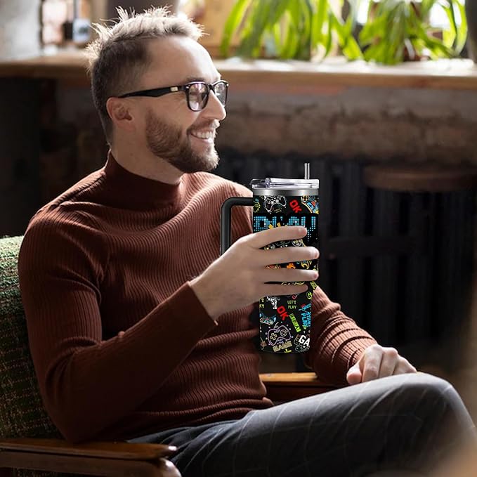 gaming gamer gifts for men boys 40oz stainless steel insulated gamepad tumbler with handle double wall travel mugs birthday christmas fathers day present for son dad husband gaming cups 1746601956212.jpg