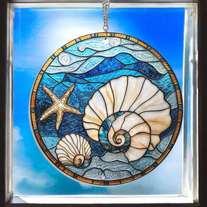 stained glass seashell suncatcher   ocean window decor 1747281653565.jpg