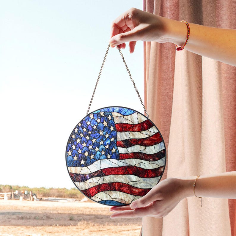 american flag stained glass suncatcher patriotic window decor rustic usa theme veterans  military families fourth of july gift 1747449636899.jpg