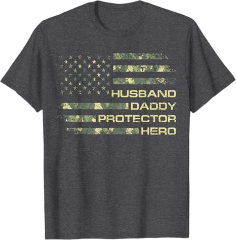 husband daddy protector hero fathers day camo american flag t shirt 1747624972020.jpg