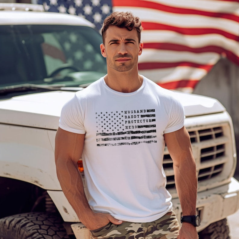 husband daddy protector hero shirt   fathers day shirt   patriot dad shirt   american flag dad shirt   gift for husband   fathers day gift 1747709695469.jpg