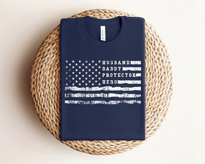 husband daddy protector hero shirt   fathers day shirt   patriot dad shirt   american flag dad shirt   gift for husband   fathers day gift 1747709695715.jpg