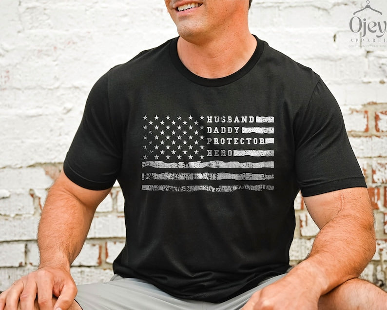 husband daddy protector hero shirt   fathers day shirt   patriot dad shirt   american flag dad shirt   gift for husband   fathers day gift 1747709696258.jpg