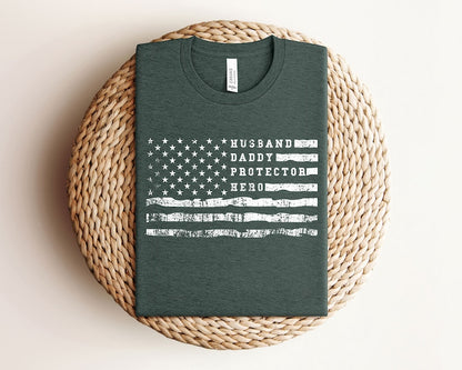 husband daddy protector hero shirt   fathers day shirt   patriot dad shirt   american flag dad shirt   gift for husband   fathers day gift 1747709696269.jpg