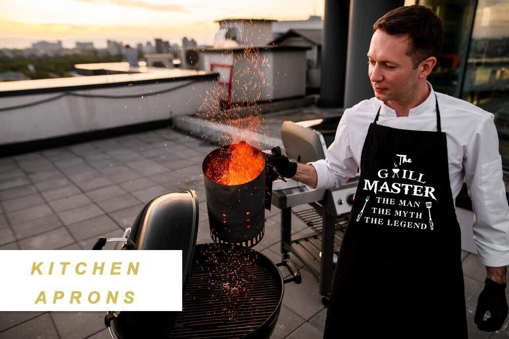 Funny Aprons For Men   The Grill Master The Man The Myth The Legend   Cooking Grilling Bbq Chef Apron For A Husband Dad Gifts Waterproof Oil Proof Black Apron With 2 Pockets 1747983336067.jpg