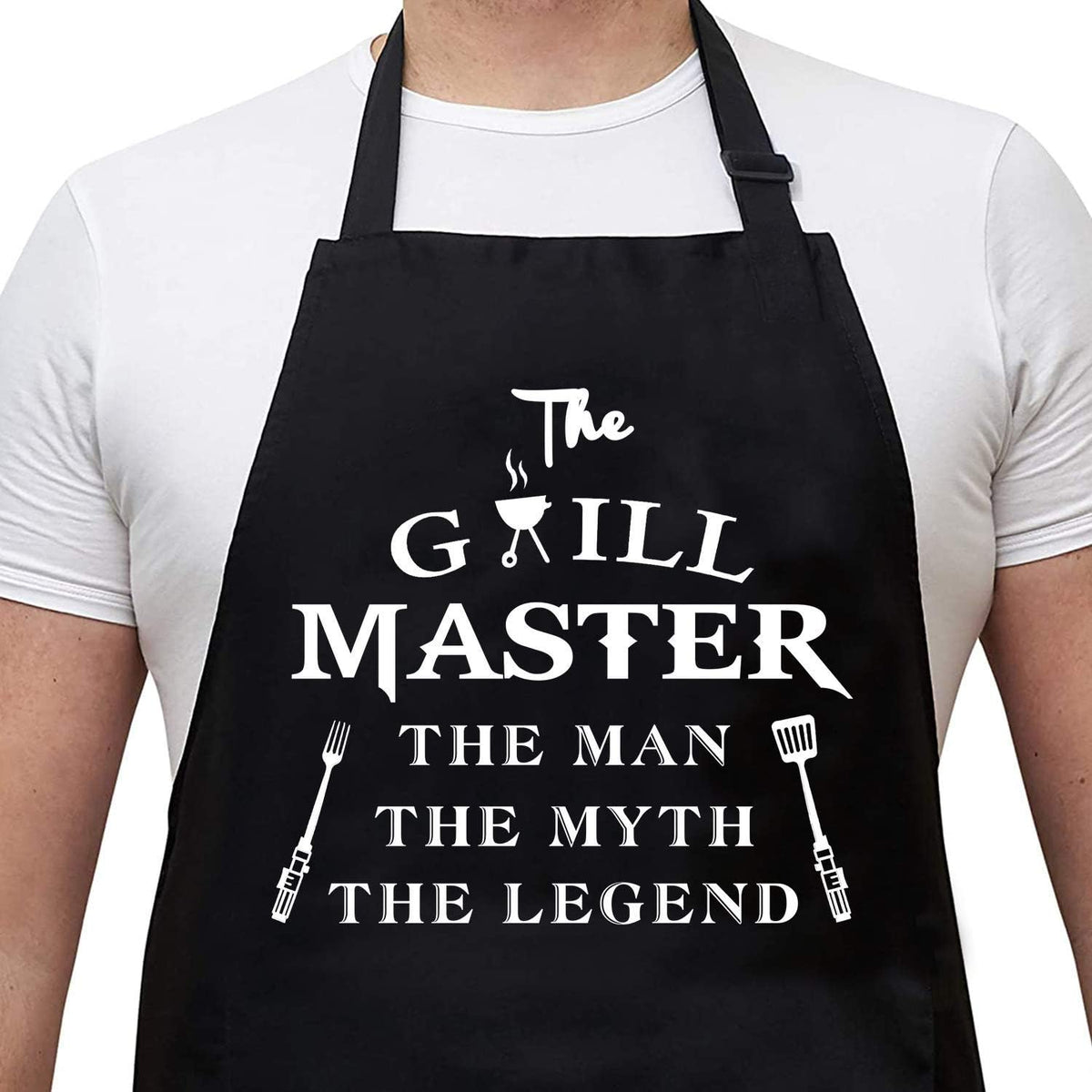 Funny Aprons For Men   The Grill Master The Man The Myth The Legend   Cooking Grilling Bbq Chef Apron For A Husband Dad Gifts Waterproof Oil Proof Black Apron With 2 Pockets 1747983336114.jpg